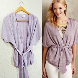 Moth ✨Anthropologie✨ Pravin Jacquard Tie Waist Pullover Cardigan Wrap Sweater